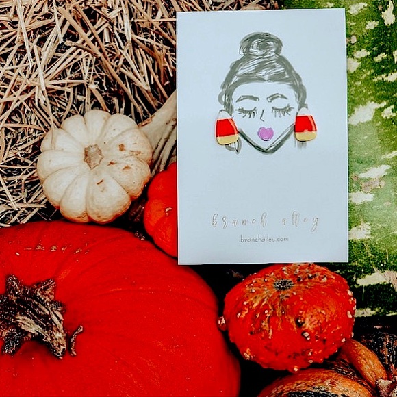 Candy Corn Polymer Clay Stud Earrings - Picture 2 of 5